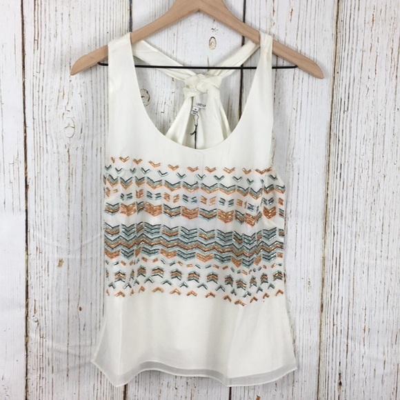 Greylin Chevron Sequined Chiffon Racerback Top - Picture 5 of 8